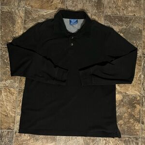 Vintage Before 2010 Puritan Black Long Sleeve Polo Shirt With Corduroy Collar